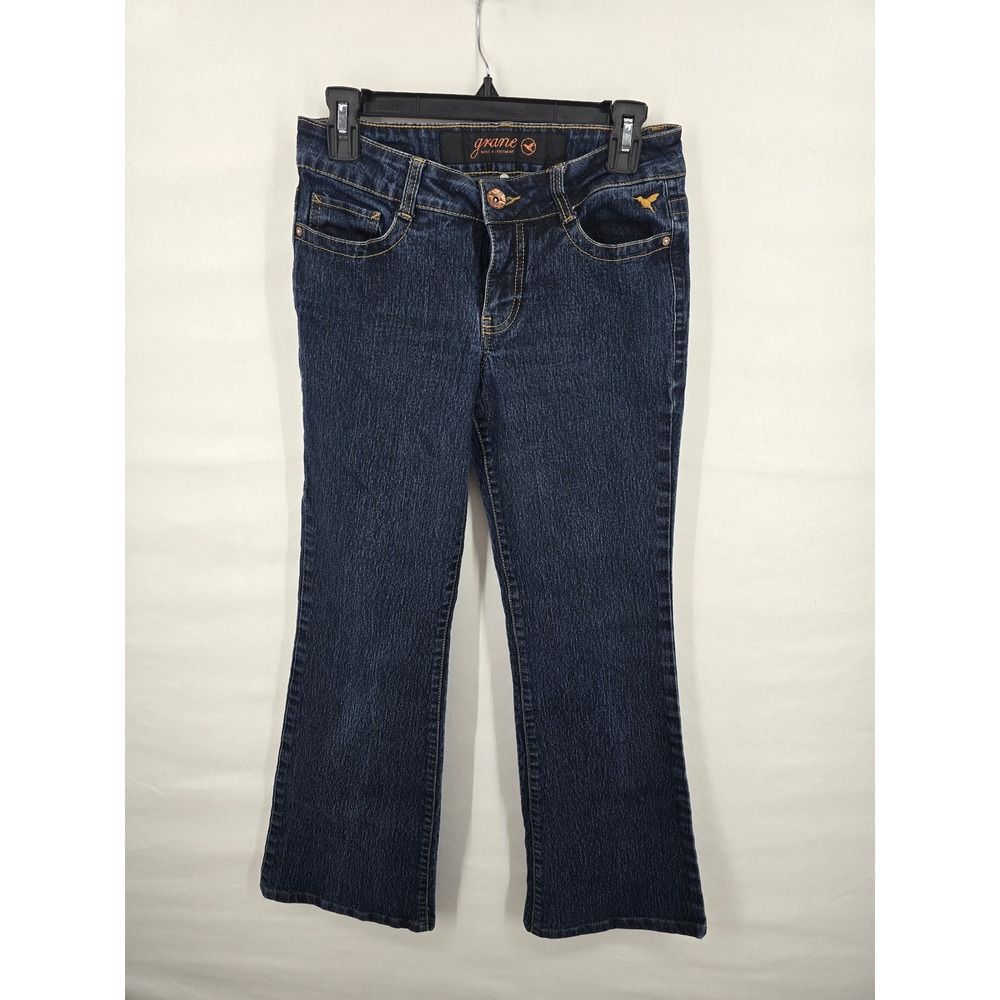 Grane Womens Dark Wash Embroidered Bootcut Jeans Blue Size 5 Regular